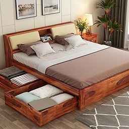 AMBICA WOODMART Sheesham Wood King Size Bed with 4 Drawer Storage, Honey Finish, Solid Wooden Cot Bed, Double Bed Furniture, Elegant & Functional Bedroom & Living Room Home Palang-image-37