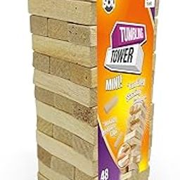 48PCS Mini Tumbling Tower | Wooden Stacking Blocks | Fun Entertainment for Kids and Adults | Travel Size Tumble Tower | Classic Indoor and Outdoor Games for Family-image-2