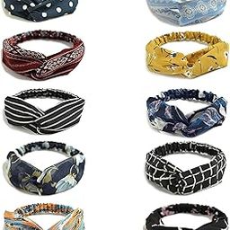 Fashion Boho Headbands for Women 12PCS Hair Band Elastic Vintage Button Knotted Headbands Head Wrap Floral Bandeau Headbands-picture-23