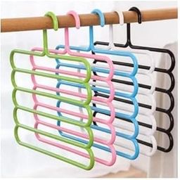 DECOFOLD Multipurpose Plastic 5 Layer Clothes Hanger, Multi Layer Hangers for Clothes Wardrobe Storage Organizer Rack (Random Color) (Pack of 5)-21