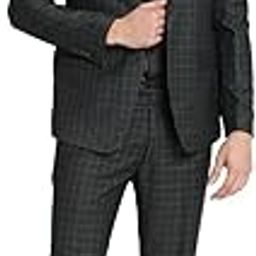 Men 100% Cotton Dobby Print Full Sleeve Two Piece Charcoal Formal Suit-image-15