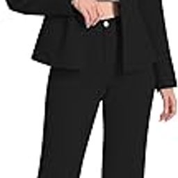 Women's 2 Piece Office Lady Business Suit Set Slim Fit Blazer Pant, Coal Black, X-Large-picture-47