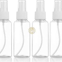 ESSENCIO SHOP 100ML Empty Refillable Fine Mist Sprayer Atomizer Spray 4 Bottles with Ultra-Fine Mist Pump and Cap, for Home/Travel/Beauty/Makeup/Sanitizer-100ml,Transparent (Pack of 4)-38