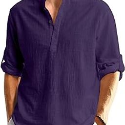 Men's Cotton Blend Solid Regular Kurta (KURTA1600_Purple_M-image-43