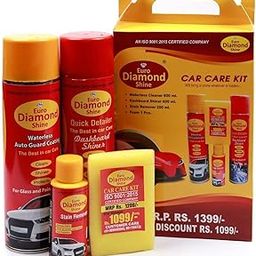 Euro Diamond Shine Large Kit- Car Dashboard Shiner+ Waterless Drywas Car Cleaner & Polish+ Stain Remover+ Sponge- Set of 4 Items (1400ml)-image-57
