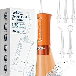 Water Dental Flosser Teeth Pick: Portable Cordless 4 Modes Flossers Pic 300ML Rechargeable Floss Pik Powerful IPX7 Waterproof Oral Irrigator for Cleaning Gum Care Braces for Home Travel-29