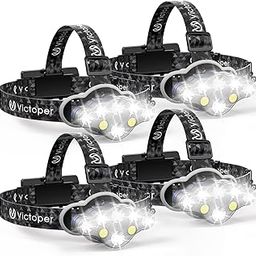 Victoper Rechargeable Headlamp 4 Pack, 8 LED High Lumen Bright Head Lamp with Red Light, Lightweight USB Head Light, 8 Mode Waterproof Head Flashlight for Outdoor Running Hunting Camping Gear, Black-picture-3