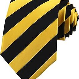 Men Classic Striped Black Glod Jacquard Woven Silk Tie Formal Necktie-image-7