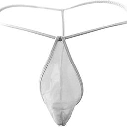 Nylon Thongs For Men G String Open Pouch (White), Medium-picture-1