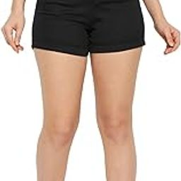 Black Cotton Twill Lycra Women's Shorts(HYPW03545)-image-68