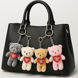4-Pack Cute Plush Small Teddy Bear with I Love You Heart Keychain, Soft Plush Stuffed Animals Toy for Kids, Girls, Car Bag Purse Backpack Handbags Pendants Keyring Gifts, Multicolors-image-10