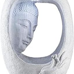 Holiness Craft Oval Face Shower Buddha Water Fountain for Living Room Home Decor Garden Patio Deck Porch - Yard Art Decoration Gift Gifting with LED Lights Water Pump-image-73