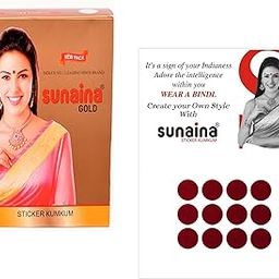 Sunaina New Gold Sticker Kumkum Forehead Dark Red Round Pottu Bindis Velvet Bindi Box With 15 Cards/Flaps For Women & Girls (GDR-2.5 (11MM))-image-62