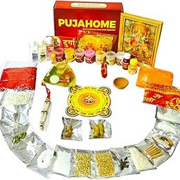Pujahome Navratri Puja Samagri Kit/Navdurga Puja Kit for Durga Pujan | Navratri Poojan Kit | Ghat sthapna Poojan Kit| Maa Laxmi-Ambe-Durga (41+ Items in Kit)-image-43