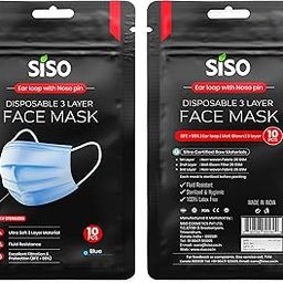 Siso Non-Woven Fabric Disposable Face Mask Melt Blown with Nose Clip (Blue, Pack of 100) for Unisex, Without Valve-picture-20