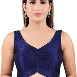 vamas Women's Silk Padded Self Design Sleeveless Readymade Saree Blouse (VFJ-24)-picture-16