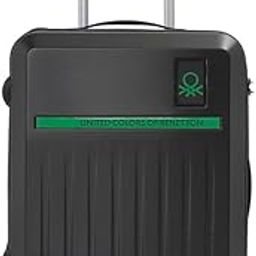 Polyester Cobalt Unisex Hard Double Spinner Luggage - Black, 55Cm Cabin Trolley Bag with 8 Wheel,Small-2