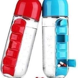 PAN PACIFIC 2-in-1 Water Bottle with Pill Organizer – Weekly Pill Box & Medicine Storage | Travel-Friendly Plastic Water Bottle | Summer Special Hydration + Pill Kit-image-82