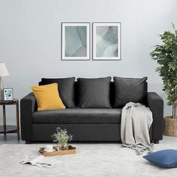 FURNY Livino 3 Seater Fabric Sofa Set for Living Room (Dark Grey Color)-image-31