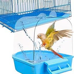 VAYINATO® Transparent Bird Bath Tub with Standing Perch for Birds Cage Small Birds Bathing Box (Random Color) Clear PC Material | Easy Install Bath Box with Water Injector-image-45