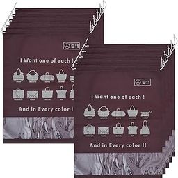 B11 Women Handbag Covers Storage Bag dust Cover Large Size (Set of 10 Pcs) 18X22 Inch, Maroon bags with Plastic Clear Window-image-79