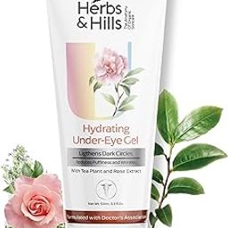 Herbs & Hills Hydrating Under Eye Gel - 50ml 3.3 fl.Oz with Tea Plant and Rose Extract, Lightens Dark Circles, Reduces Puffiness and Wrinkles, Improves Skin Tone, Repair Skin Damage-image-99