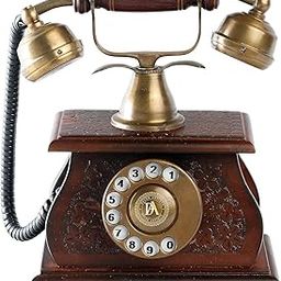 landline Telephone Vintage Collection Brass and Wooden Carving Decorative Showpiece Telephone Non Working Decor Telephone only for showpeace-20