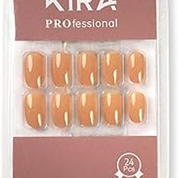 Artifical Fake Nails With Buffer & Glue, Natural False Nails Delicate & Comfortable With Long-Lasting And Waterproof For Women - A01 (Peanut Brown) (Pack Of 24)-11
