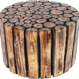 Mywoodkart Round Small Wooden Stool For Cafe Outdoor Furniture Picnic Garden Living Room Bedroom Kitchen Home Décor Foot Stool For Speaker Plants Statue Pre-Assembled- 8 Inches-Brown-image-15