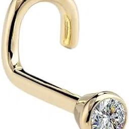 zalkari 14k Yellow Gold Over Sterling Silver L Shaped Bezel Nose Pin 2mm-picture-1