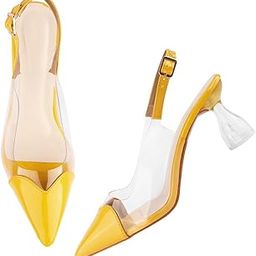 Womens Alluring Ravishing Transparent Chunky Heel Bellies Fashion Pointed Mules For Party and Formal Occasions-12