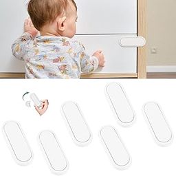 SNOWIE SOFT® 6Pcs Drawer Lock for Baby Safety Cabinet Locks Safety Latch Designed Rotatable Fridge Locks Child Proof Self Adhesive Baby Proofing Safety for Cabinet, Wardrobe, Cupboard, Door-27