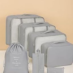 EasyGoods's 7 Pcs Travel Organizer Packing Cubes – Luggage Organizer Bags with Mesh, Toiletry & Laundry Pouches, Grey-image-3