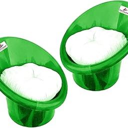 ANJWAR Plastic Tub Chairs/Arm Chairs/Chairs For Home, Living Room/Indoor And Outdoor Chairs With Complimentary Cushions Set Of 02 (Multi Green)-image-69