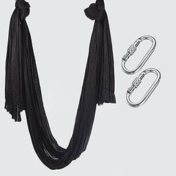 OKO Aerial Yoga Hammock, Lycra Non-Stretch Fabric, 4.5 x 1.8 Metres (Black)-image-49