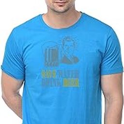 GIFZY Printed Men Round Neck Blue T-Shirt () GF-674_drinkbeer_BL_S-image-4