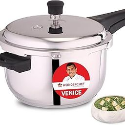 Wonderchef Venice Stainless-steel Pressure Cooker | 5L | Outer Lid | Triply Bottom | Safe Cooking | Compatible with Gas Stove, Induction, Ceramic, and Electric Stoves | ISI Certified | 5-Year Warranty-image-3