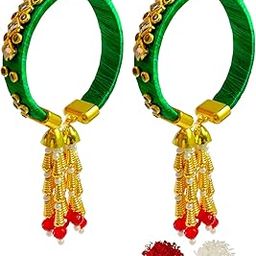 Rakhi Hanging Traditional Lumba Chuda Hanging Rakhi for Women Kada Combo Set K-102-image-84