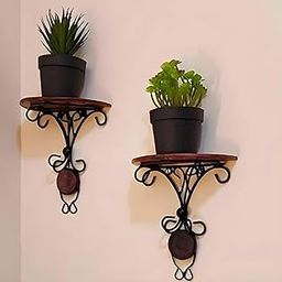 Set of 2 Decorative Wall Brackets for Home – Mango Wood & Brass Iron Wall Shelf for Living Room Bedroom Hallway – Vintage Rustic Floating Shelves for Home Décor & Gift Use-picture-30