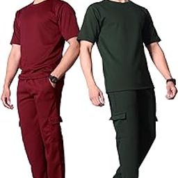 Waffle Textured Co-ord Set for Men's | Night Suit Set | Pajama Set | Night Dress for Men | Tshirt and Cargo (Pack of 2)-image-93