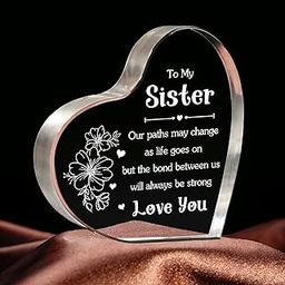 Gifzy Sister Birthday Gift - Engraved Acrylic Plaque Keepsake for Christmas, Little Big Sister, Friend - Women's Gift, 12.5 cm, Transparent-image-92