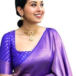 Women's Pure Banarasi Soft Silk Saree Kanjivaram Style Sarees With Blouse Piece For Wedding-image-85
