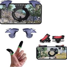 Pack of-3 Pubg Mobile Triggers & Finger Sleeves for Gaming Gamepad Sensitive Triggers L1 R1 Shooting Aim Button Joystick Gamepad Controller for All Smartphone-45