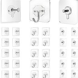 Abhiliya (Flower Hook,10 (Bolt Hook,10) (Frame Hook,10) Wall Heavy Duty Strong Nail Free for Hanging Photo Frame (Hanging Hook, Transparent) Stainless Steel (30)-3