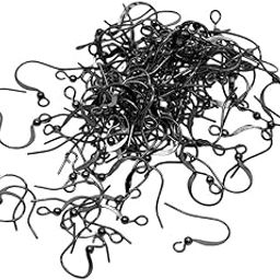 Enakshi 100Piece Brass Earring Hooks Fish Hook Ear Wires French Wire Hooks Black-image-46