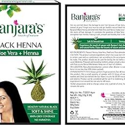 Banjara's Black Henna with Aloevera Hair Colour, 50g (Pack of 1) - Black-image-69