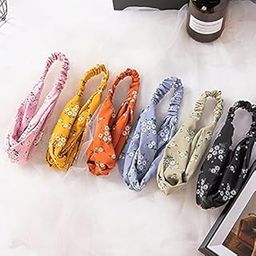 5 PcsNew Cross Knot Elastic Hairbands for girls Women Sweet flroal Print Headbands Twist Turban Bandage Headwrap Hair Accessories Hot Hair Accessories for Women RANDOM COLOR-image-47
