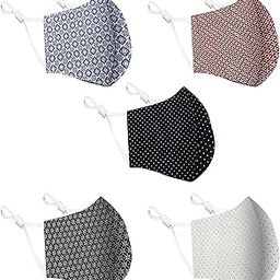 Face Mask For Kids 5 Pack | Handmade in INDIA Washable Reusable | Adjustable Ear Loops | 3 Layers Cotton Cloth Face Masks for Girls Boys | Dots Patterns Kid Mask-8