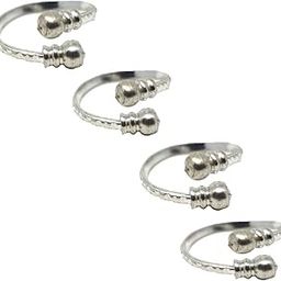 Shimankana Silver Sterling Silver Abstract Pattern Design Adjustable Toe Ring -2 Pair | Silver-image-60