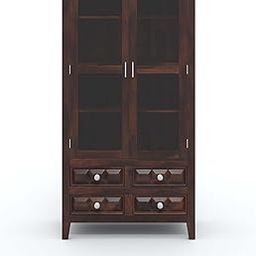 Sheesham Wood Kitchen Crockery Unit Cabinet Storage for Living Room Home Display Rack with 2 Glass Door and 4 Drawer (Walnut Finish) | 1 Year Warranty-11